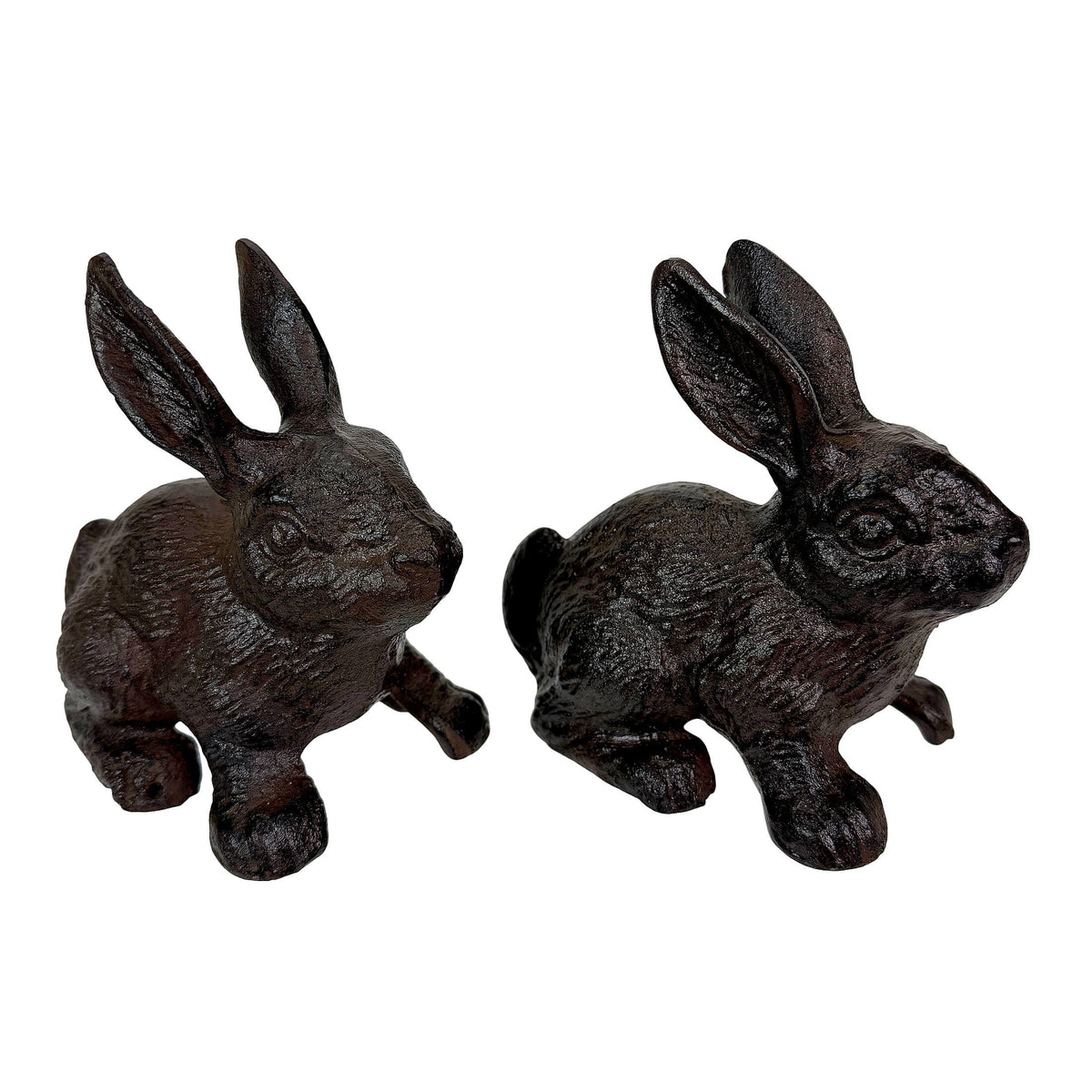 Things2Die4 - Decorative Bunny Bookends Set of 2 Cast Iron Rabbit Book Holders 5 In - Brown