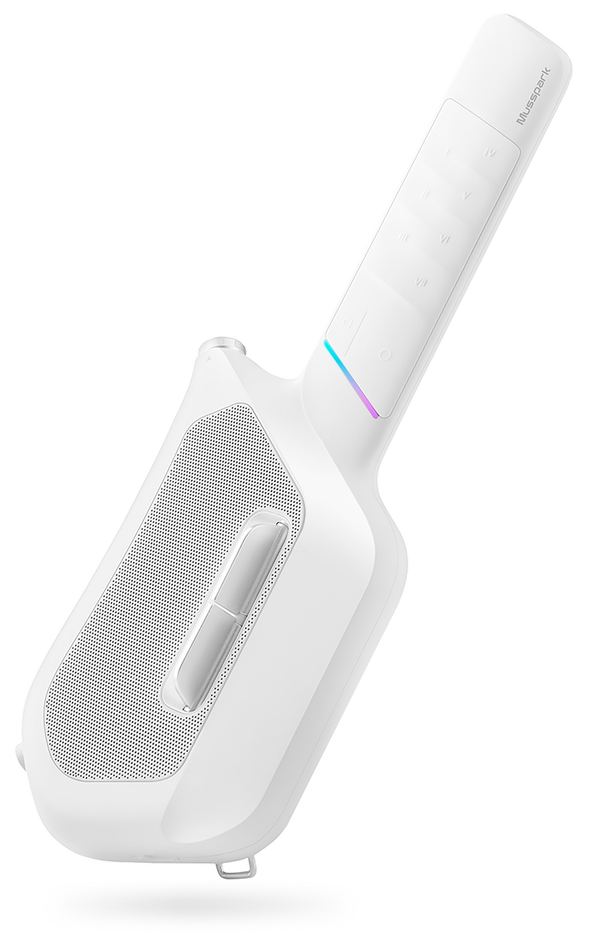 Musspark - S1 Mini AI Smart Guitar - Stringless Portable Music Creator with App Interactive Chord Sheets, Drum Machine, Bassline - White