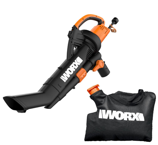 Front. WORX - WG509 12 Amp TRIVAC 350CFM Corded Blower and Vaccum or Mulcher - Black.