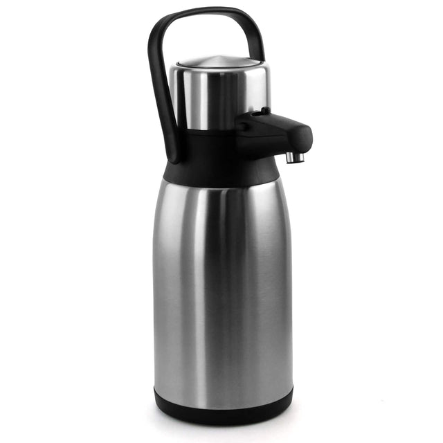 Front. MegaChef - MegaChef 3.17 Quart Stainless Steel Airpot Hot Water Dispenser for Coffee and Tea - Silver and Black.