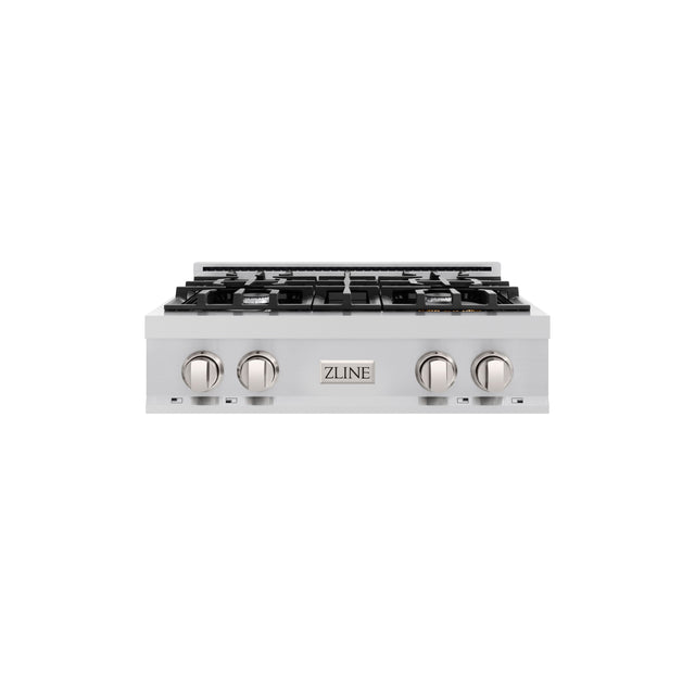 Front. ZLINE - ZLINE 30 in. Classic Gas Rangetop with 4 Burners and Porcelain Cooktop in Stainless Steel - Stainless Steel.