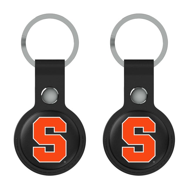 Front. Keyscaper - Syracuse Orange Black Leatherette AirTag Holder 2-Pack - No Size - Black.