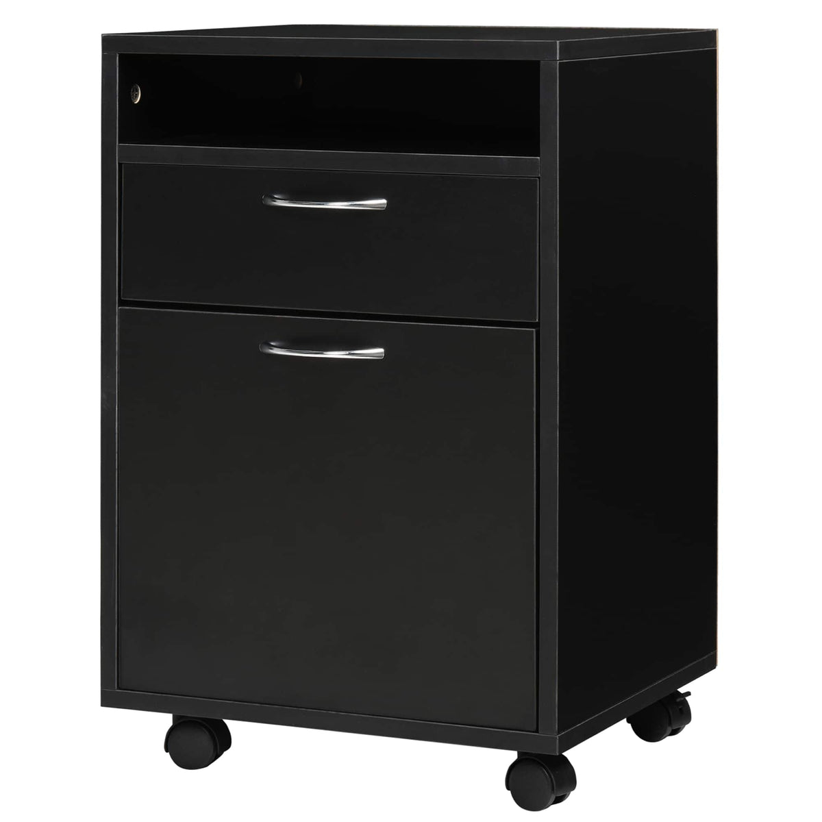 Homcom - Mobile Storage Cabinet Organizer with Drawer and Cabinet, Printer Stand with Castors