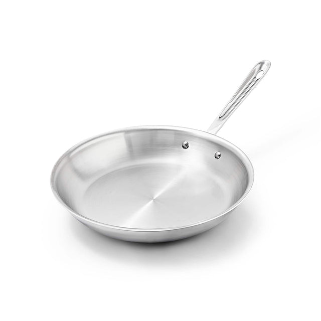 Front. All Clad - All-Clad 12" Stainless Steel Fry Pan, 3-Ply Bonded Cookware, Silver - Silver.