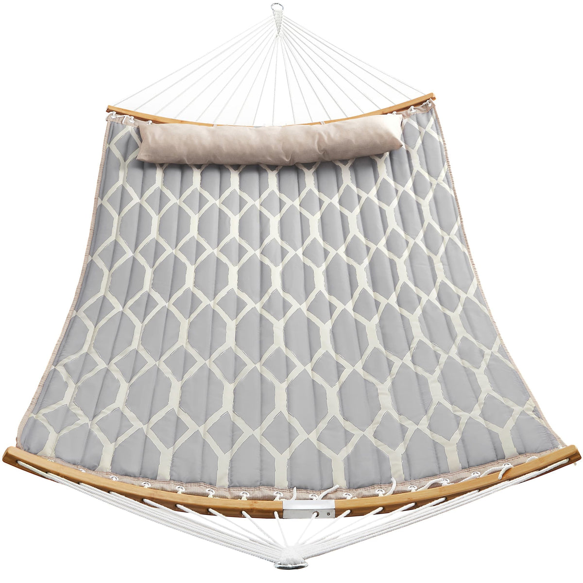 Songmics Home - Hammock, Quilted Double Hammock with Padded Pillow, 78.7 x 55.1 Inches, 495 lb Weight Capacity, Portable - Gray