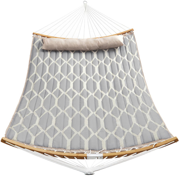 Songmics Home - Hammock, Quilted Double Hammock with Padded Pillow, 78.7 x 55.1 Inches, 495 lb Weight Capacity, Portable - Gray