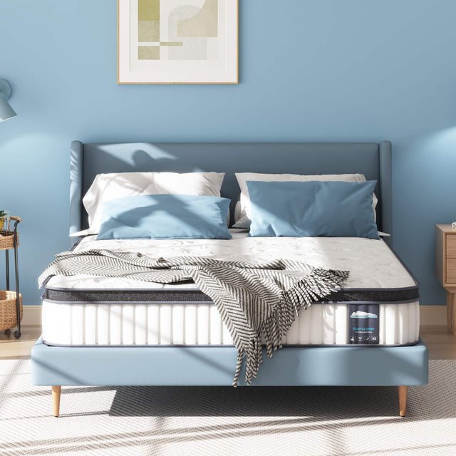 Front. Serweet - 12 in. Medium Firm Hybrid Euro Top Full Size Breathable Mattress - White.