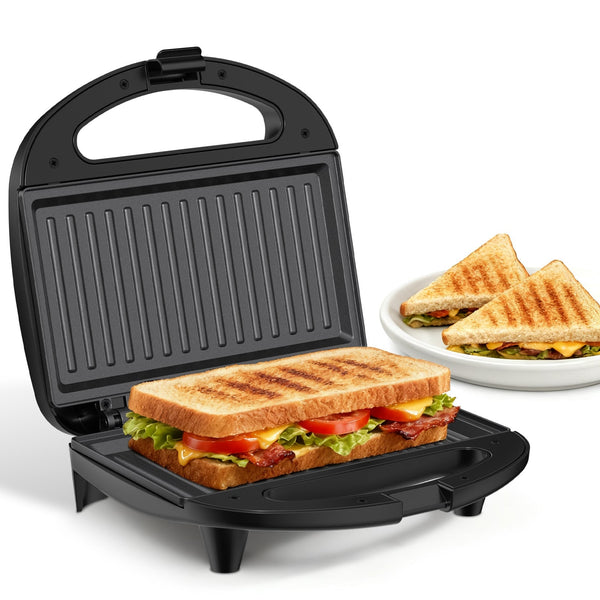 OSTBA - Sandwich Maker Panini Press, 2 Slice Grilled Cheese Maker with Non-stick Grill Plates, Indicator Lights - Black