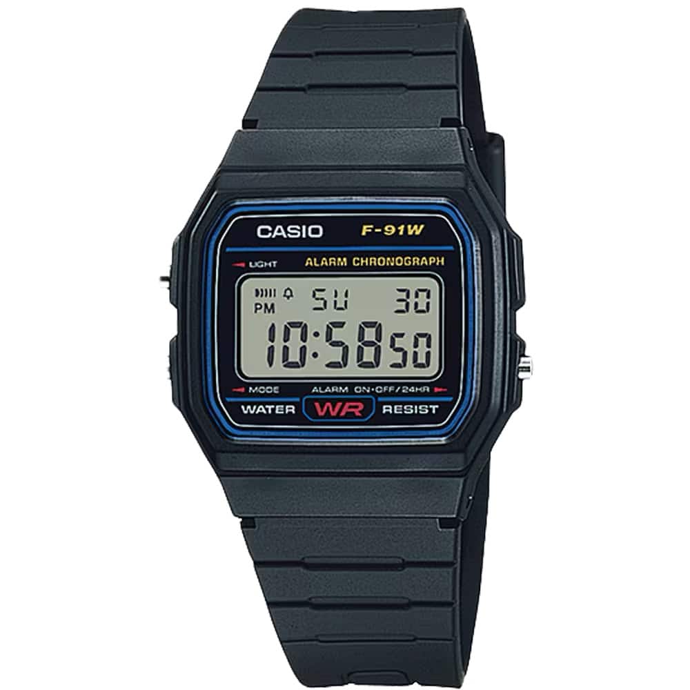 Casio - Men's Classic Digital Watch with Strap - F-91W-1 - Black