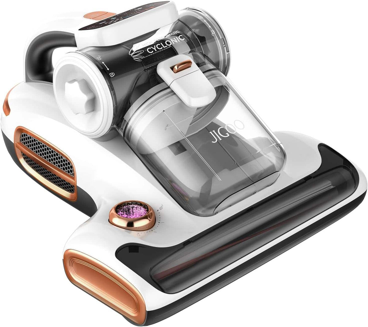 JIGOO - T600 Bed Vacuum Cleaner with Dust Sensor, 13Kpa Suction 700W Mattress Vac with UV Light & Ultrasonic for Dust & Pet Hair - White