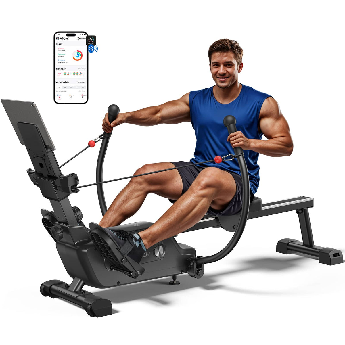 MERACH - Sculls Rowing Machines for Home, Magnetic Rowing Machine with 16-Level, Simulate Real Row, Ultra-Quiet Rower - Black