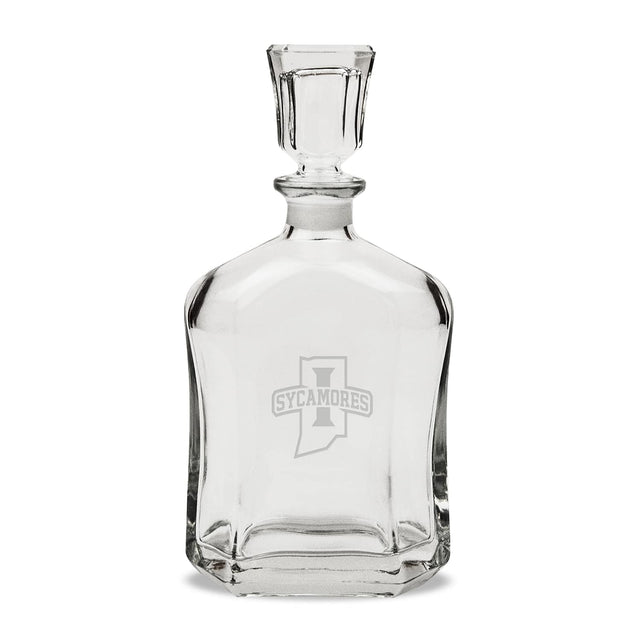 Front. Jardine - Indiana State Sycamores 23.75oz. Crystal Whisky Decanter - Multicolor.