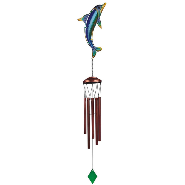 Front. FC Design - FC Design 40" Long Blue Dolphin Wind Chime Outdoor Patio or Garden Hanging Decoration - Multi-Color.
