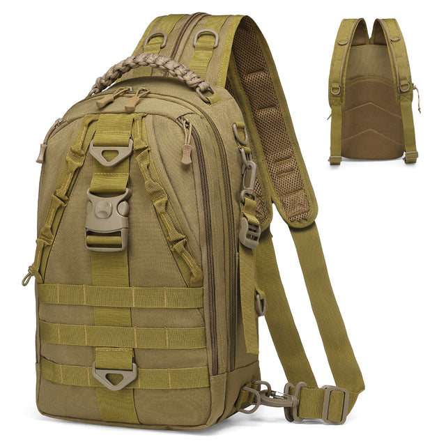 Front. Unique Bargains - Fishing Tackle Backpack for Men Sling or Backpack Style with Rod Holder Waterproof Great for Anglers Boat Fishing - Khaki.