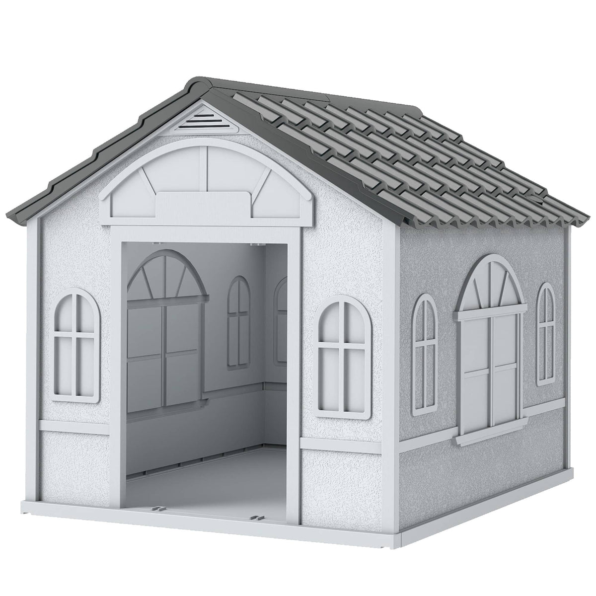 Pawhut - House Water Resistant Puppy Shelter with Door for Indoor Outdoor, Easy to Assemble - Gray