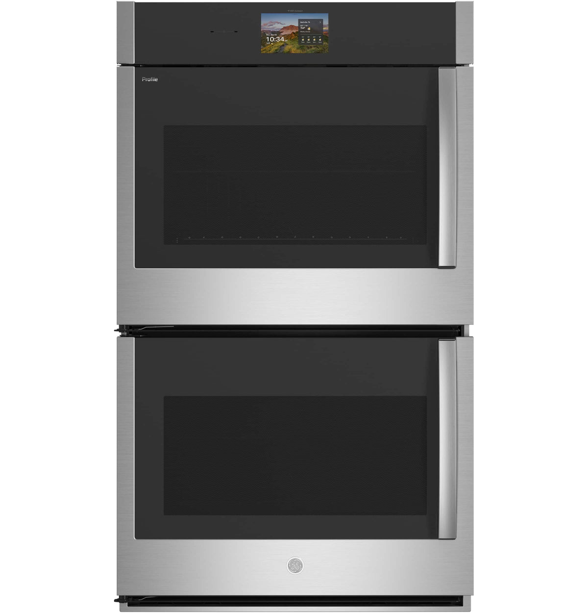 GE Profile - 30" Smart Built-In Double Electric True European Convection Wall Oven with Air Fry and Left-Hand Side Swing Doors - Stainless Steel