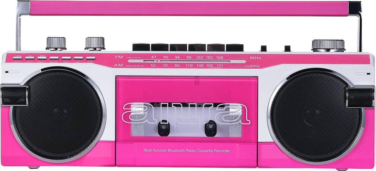 Aiwa - StreetJam Retro Bluetooth Boombox with CD Player, AM/FM Analog Tuner, USB and SD Card Inputs - Pink