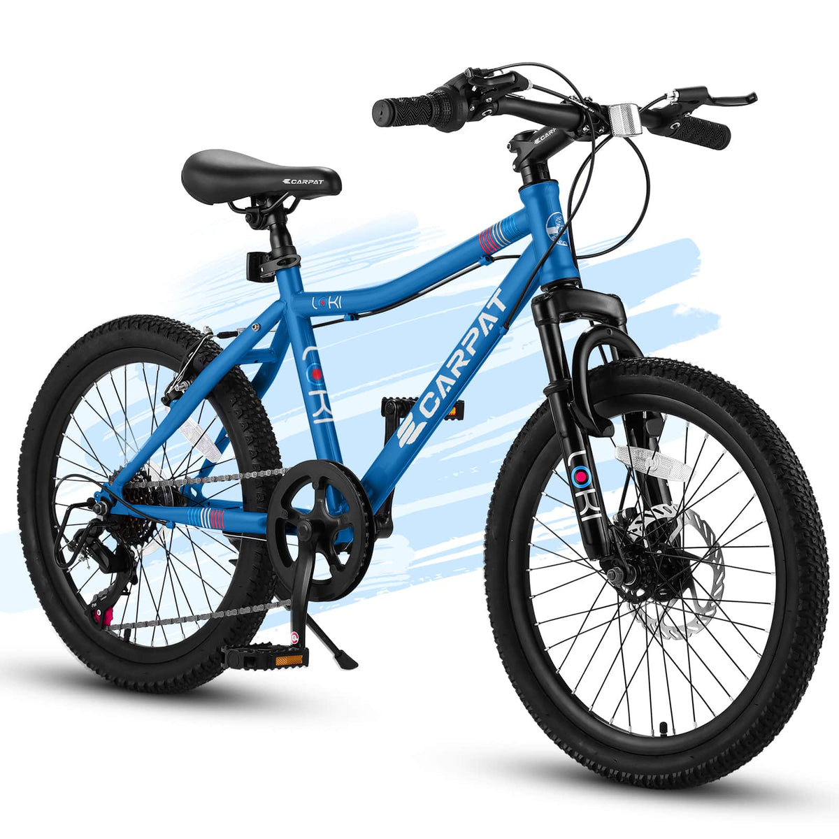 Anysun - 20 Inch Kids Mountain Bike - Steel Frame, 7 Speed Gears, Front Suspension, Dual Brakes for Ages 6-12 - Blue
