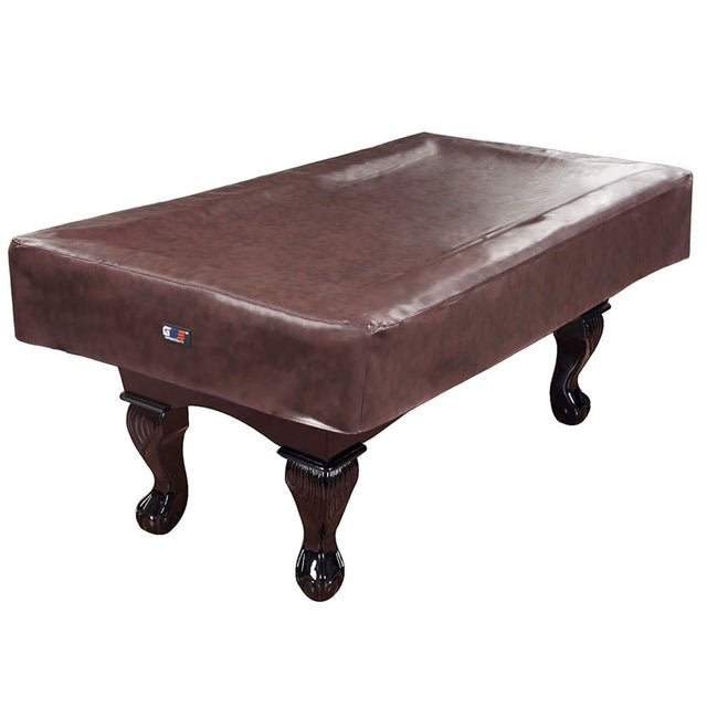 Front. GSE Games & Sports Expert - 7' Brown Heavy Duty Leatherette Pool Table Covers, Waterproof & Tearproof Cover for Pool Table - Brown.