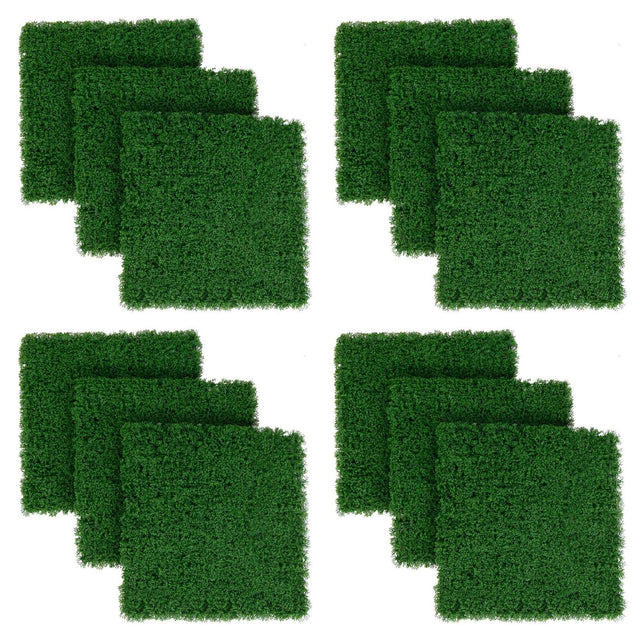 Front. Costway - Costway 12 PCS Faux Green Moss Panels with Insertable Branches Stable X-shaped structure - Dark Green.