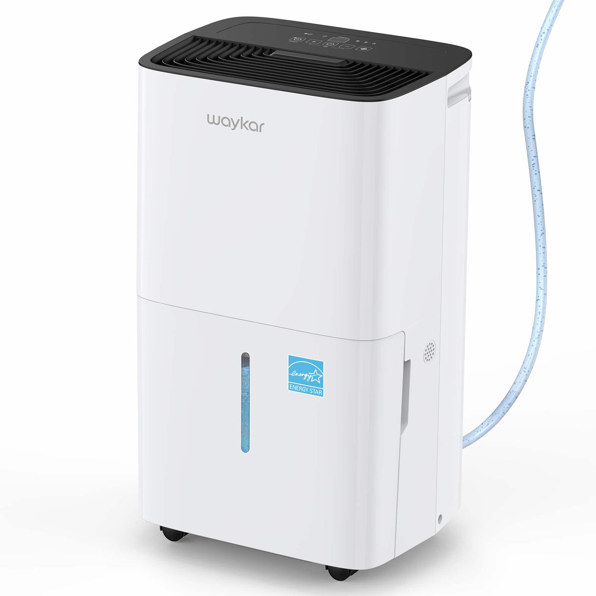 Waykar - 150 Pint Dehumidifier with Bucket & Pump and Auto Defrost 7,000 Sq. Ft. Energy Star for Bedroom and Basement - White