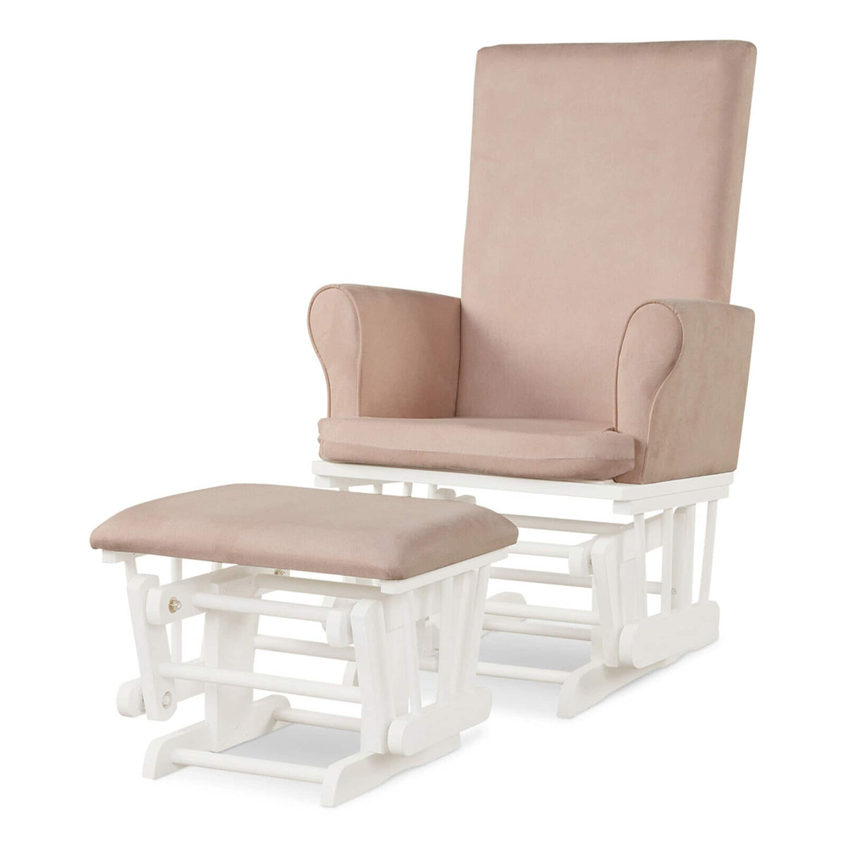 Gymax - Glider and Ottoman Cushion Set Wooden Baby Nursery Rocking Chair - Pink