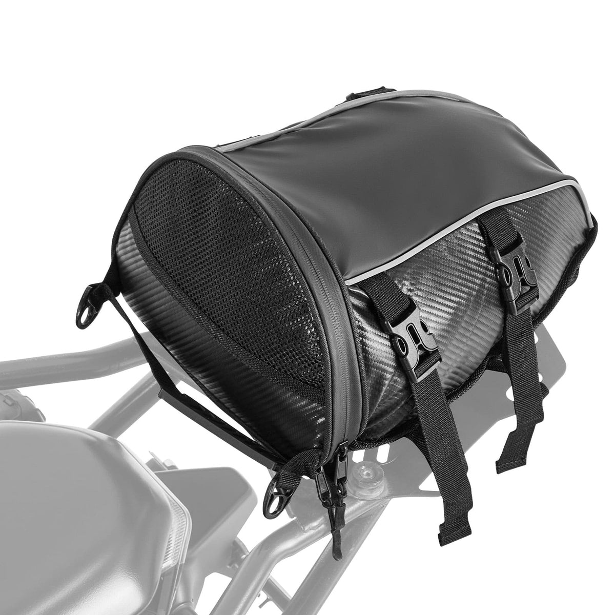VEVOR - Motorcycle Tail Bag, 10 L Motorcycle Rear Seat Bag with Waterproof Rain Cover, Outdoor Sports Motorbike Luggage Storage - Black