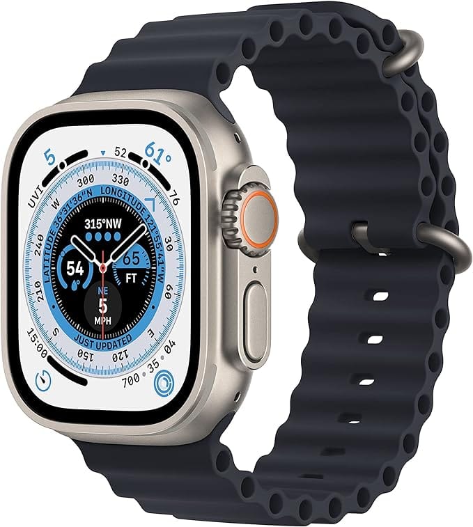 Refurbished Excellent - Apple Watch Ultra GPS + Cellular 49mm Titanium Silver Case with Midnight Ocean Band - Titanium Silver - (2022)