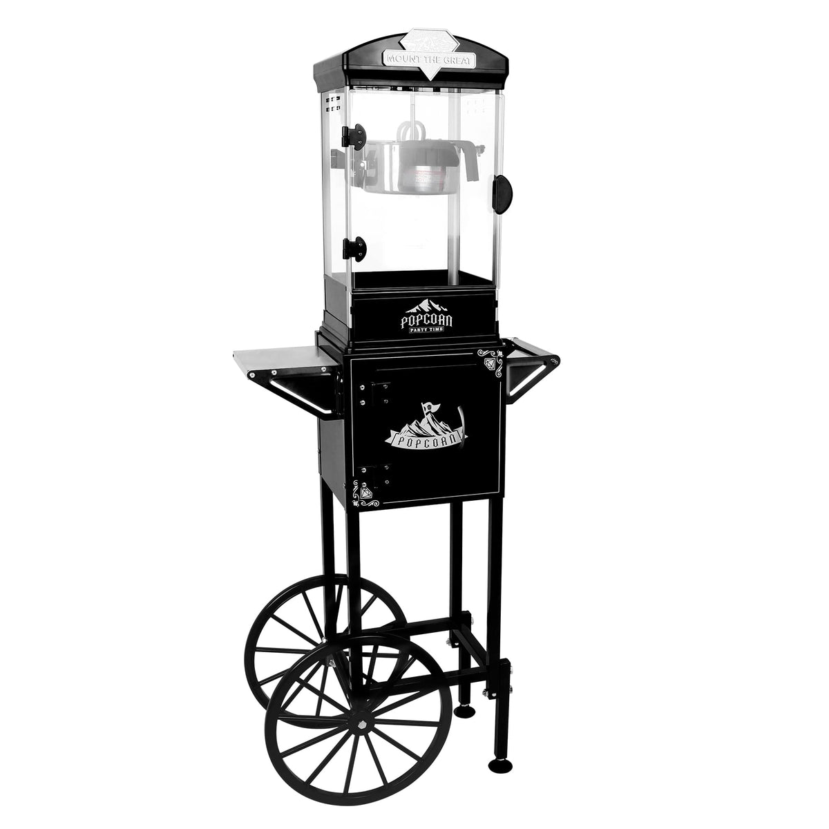 Loheer - 10 Oz Popcorn Maker with Cart Home Theater Popcorn Machine Freestanding Movie Theater Popper with Wheels - Black