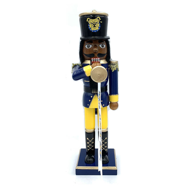 Front. Santa's Workshop - North Carolina A&T Aggies 14" Bugler Nutcracker - Blue.