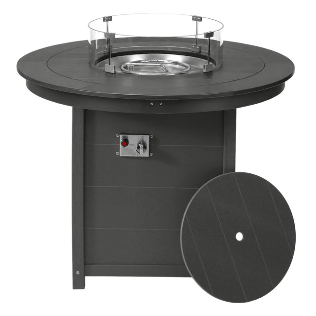 Front. WestinTrends - WestinTrends Helios 47" Modern Outdoor Patio Propane Round Counter Height Fire Pit Table - Gray.