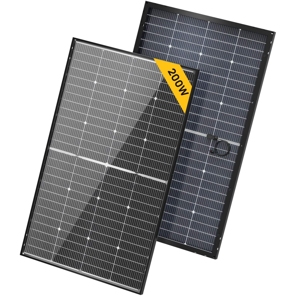 BougeRV - 1PC 12V N-Type 16BB 200W Bifacial Solar Panel for RV Camping Boat Marine Home Curve Surface - Black