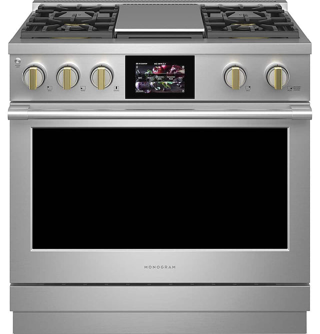 Front. Monogram - 5.7 Cu. Ft. Freestanding Dual Fuel Convection Range with Self-Clean and 4 Burners - Stainless Steel.