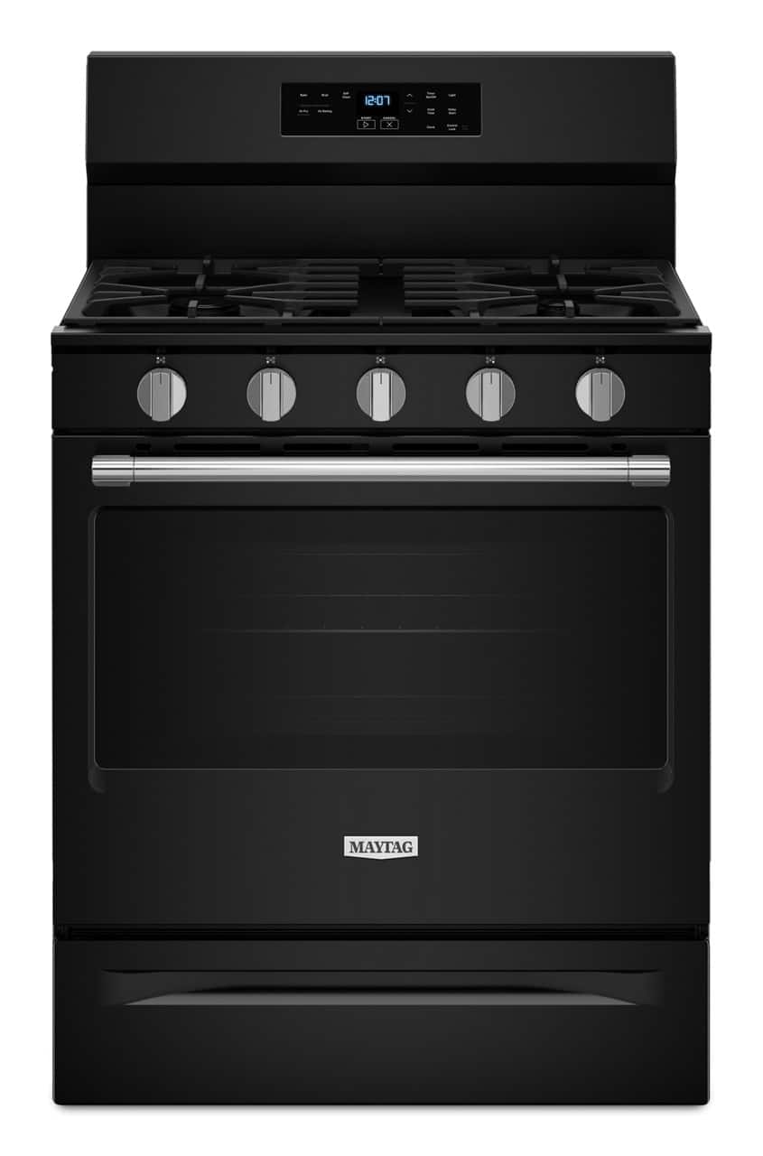 Maytag - 30 in. Wide 5 burners 5.0 cu. ft. Freestanding Gas Range With No Preheat Air Fry and Air Baking - Black