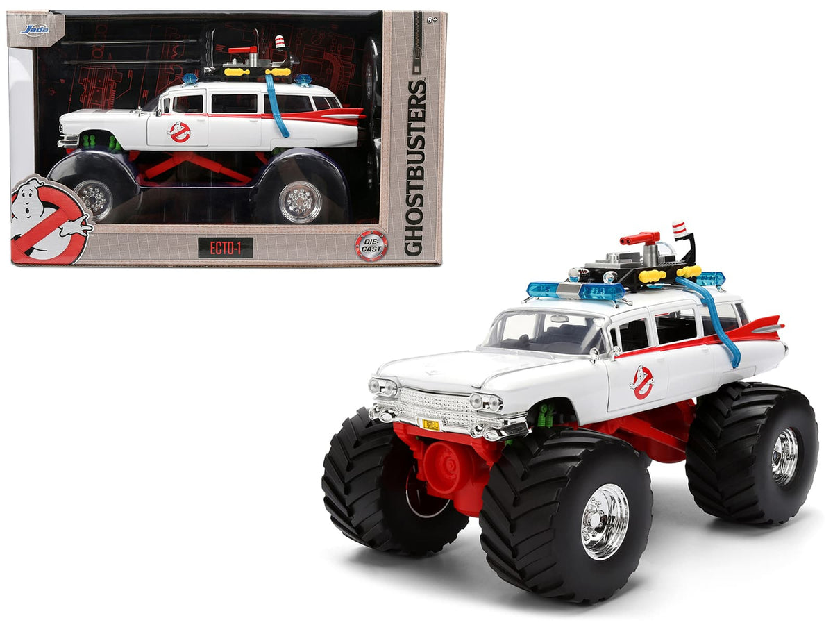 1959 Cadillac Ambulance Ecto-1 "Ghostbusters" (1984) Movie Monster Truck Version 1/24 Diecast Model Car by Jada - Multicolor