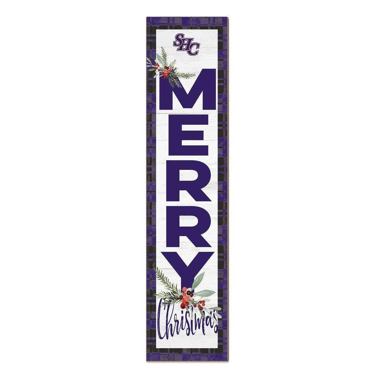 Jardine - Spring Hill Badgers 12'' x 48'' Outdoor Merry Christmas Leaner - White