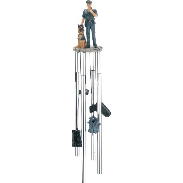 Front. FC Design - FC Design 23" Long US Policeman with K-9 Round Top Wind Chime Outdoor Patio or Garden Hanging Decoration - Multi-Color.