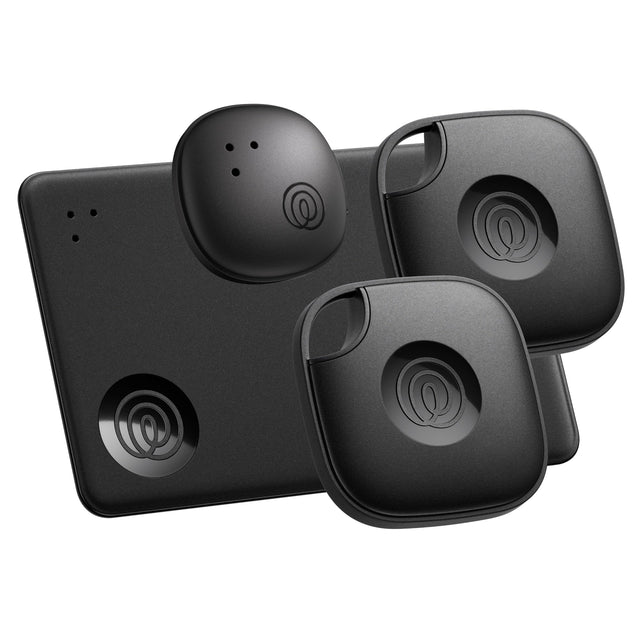 Front. Tile by Life360 - Life360 Tile Mate Essentials - Bluetooth Trackers. iOS & Android Compatible. 4-Pack (2 Mates/1 Slim/1 Sticker) - Black.