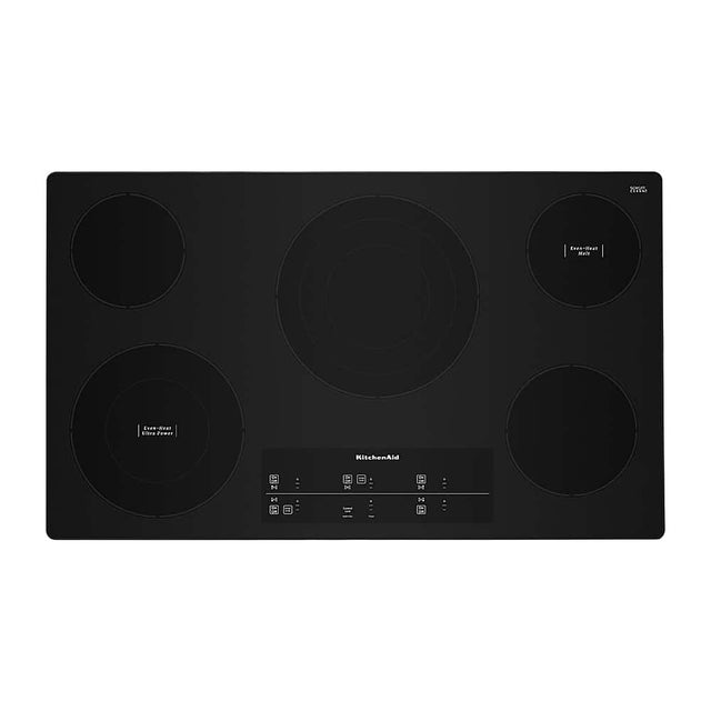 Front. KitchenAid - 36" Built-In Electric Cooktop with 5 Burners and 10''/6'' Even-Heat Ultra Power Element with Simmer Setting - Black.