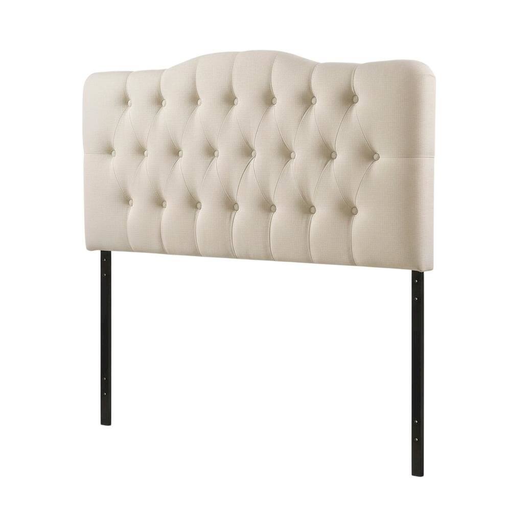 FurniFact - Upholstered Fabric King Headboard with Padded Design for Comfortable Support - Beige