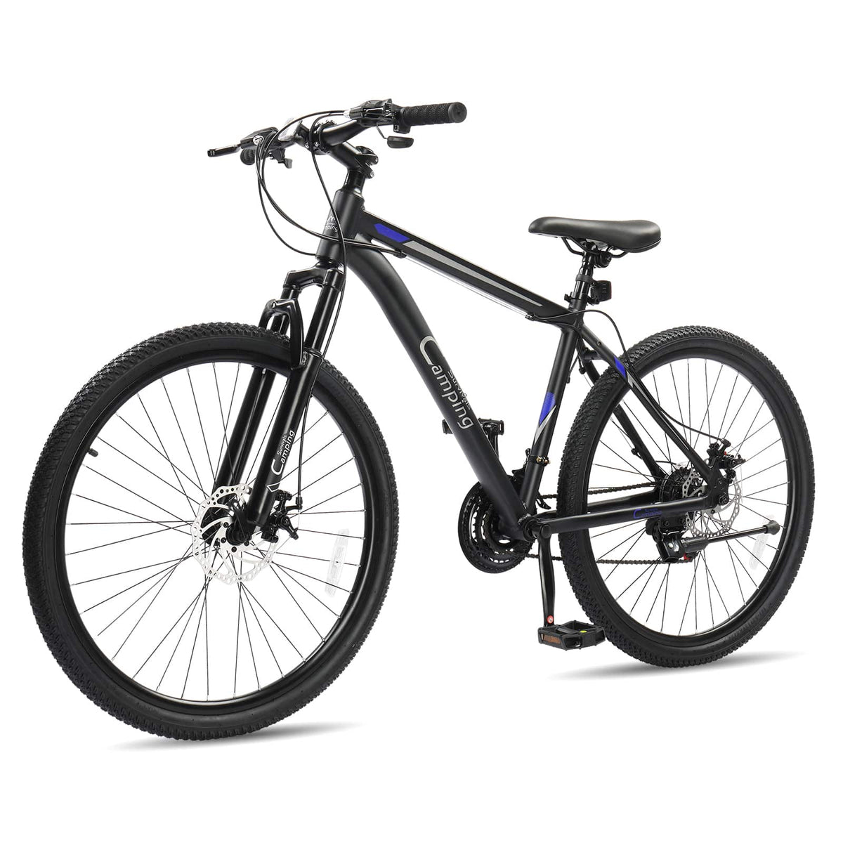 Winado - 26 inch Men & Women Mountain Bike with 21-Speed Adult Bikes, Double Disc Brake, Suspension Fork,High Carbon Steel Frame - Black&Blue