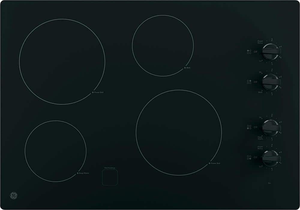 GE - 30 in. Wide 4 Element Built-In Electric Cooktop with Power Boil - Black