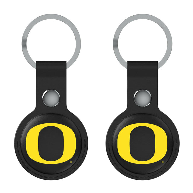 Front. Keyscaper - Oregon Ducks Black Leatherette AirTag Holder 2-Pack - No Size - Black.