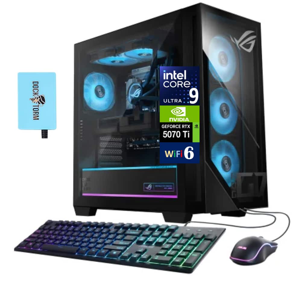 ASUS - ROG G700 58L Desktop PC (Intel Ultra 9- 285K, 32GB DDR5, 2TB SSD, Win 11 Home) w/USB Hub - Black