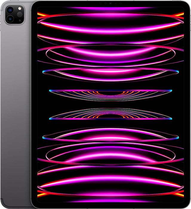 Front. Apple - Geek Squad Certified Refurbished 12.9-Inch iPad Pro (6th Generation) M2 Wi-Fi + Cellular - 256GB - Space Gray.