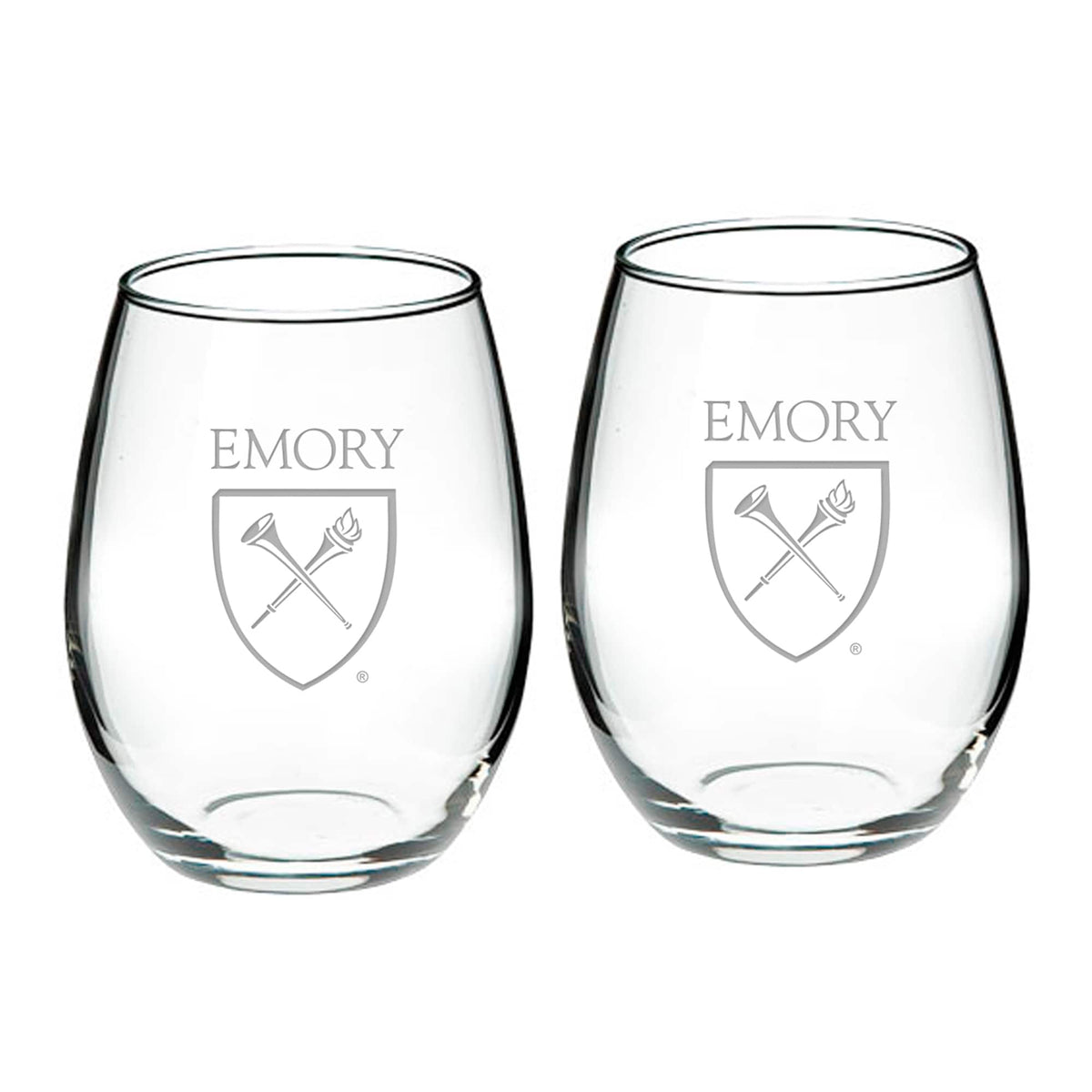 Jardine - Emory Eagles 21oz. 2-Piece Stemless Wine Glass Set - Multicolor
