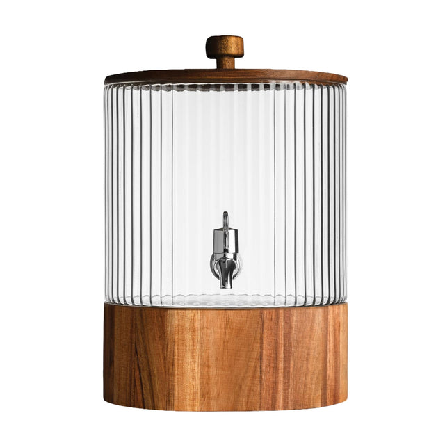 Front. Jay Import - Naples Beverage Dispenser With Wooden Lid & Base 1.5 Gal - Clear.