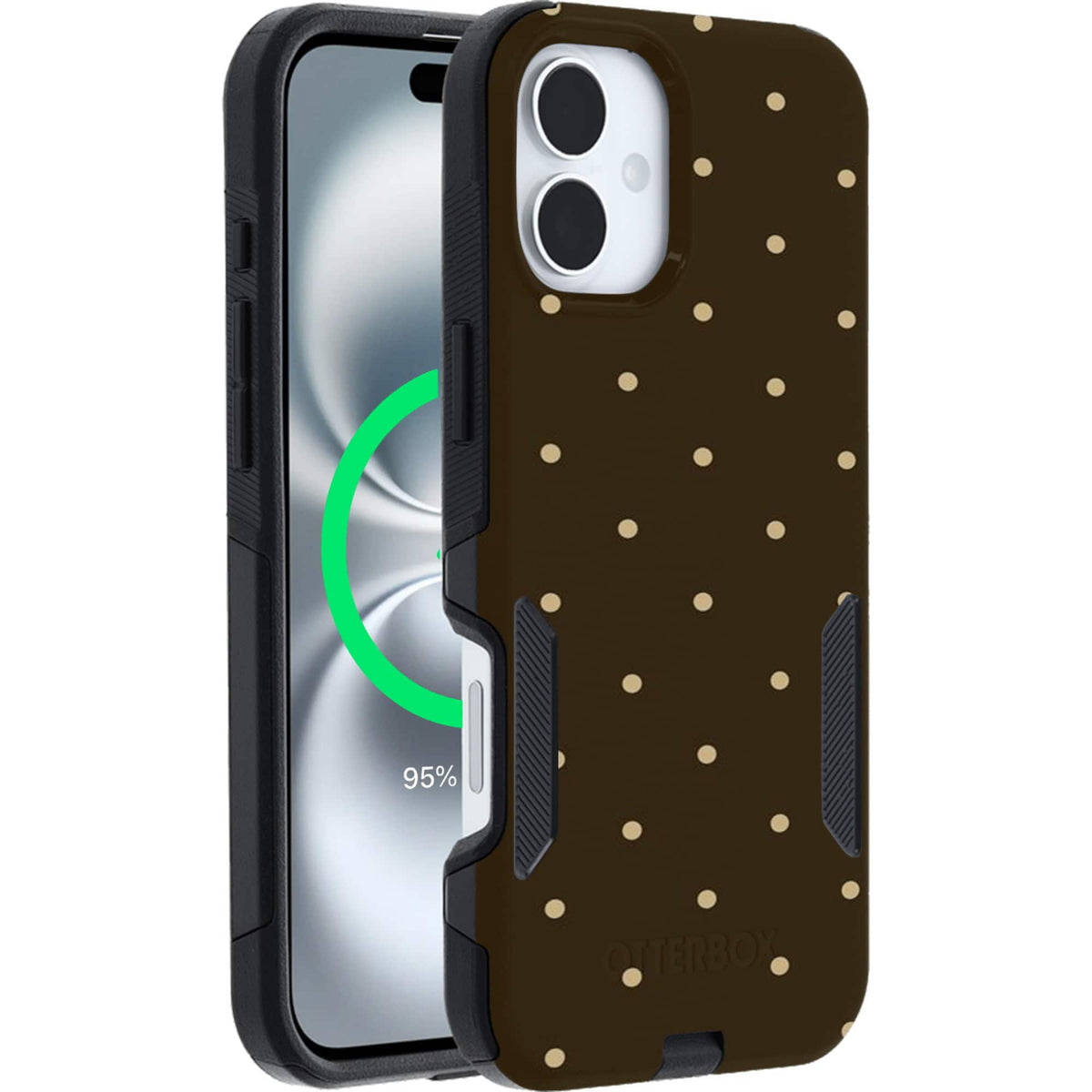 OtterBox - Artist Edition MagSafe Commuter Series Case for iPhone 16 Plus - Espresso Polka Dots