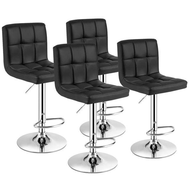 Front. Costway - Costway Set of 4 PU Leather Bar Stool Swivel Bar Chair w/ Adjustable Height - Balck.
