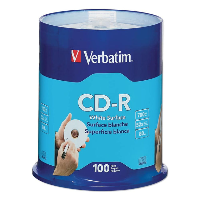 Verbatim  
CD-R  
White Surface  
Surface blanche  
Superficie blanca  
700m  
52x  
80m  
100 Pack  
Paquete  
Paquete  
TSSM 251